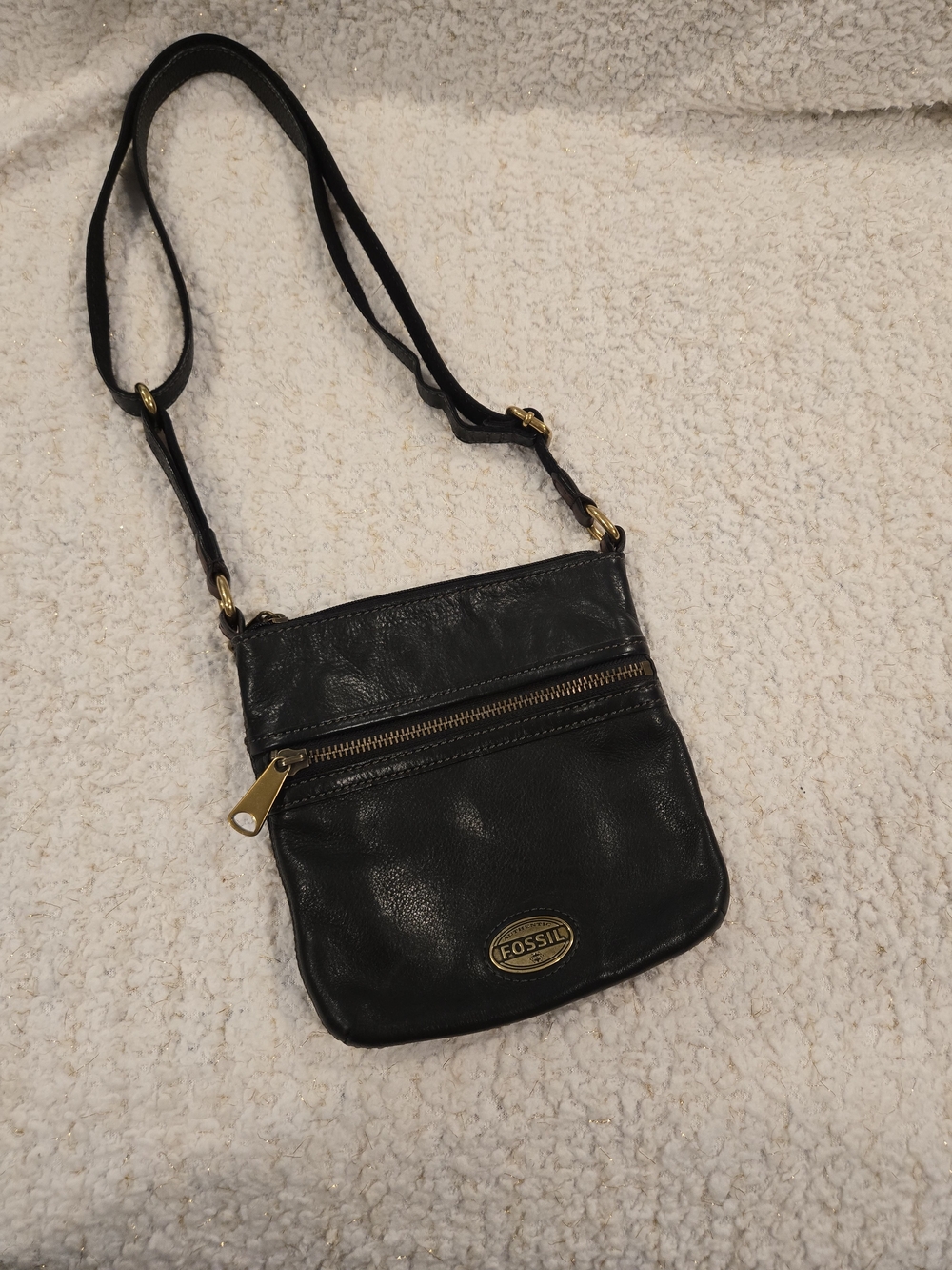 Fossil Black Leather Crossbody Bag